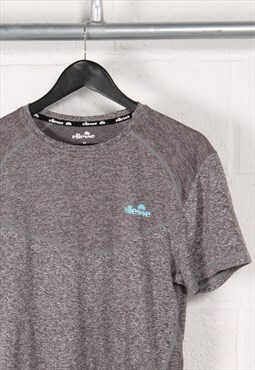 Vintage Ellesse T-Shirt in Grey Crewneck Sports Top Medium