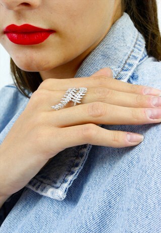 SILVER LEAF WRAP COCKTAIL RING