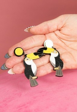 Cute Retro Style Acrylic Toucan Bird Earrings 