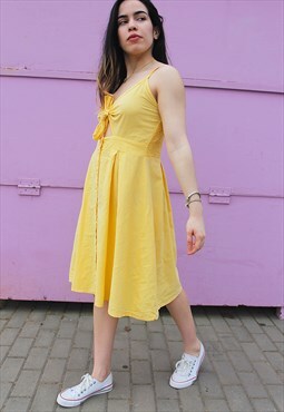 Yellow Sleeveless Summer Midi Dress