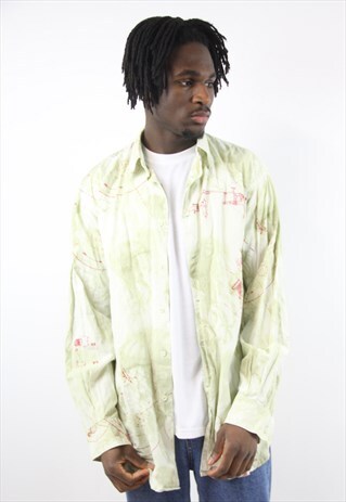 VINTAGE DIESEL GREEN PRINTED SHIRT