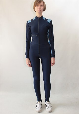 VINTAGE 80' UNIQUE COOL OLDSCHOOL NAVY BLUE JUMPSUIT