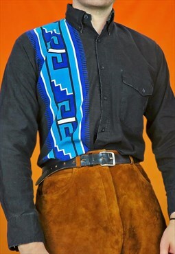 Vintage Western Cowboy Funky Geometric Aztec Striped Shirt