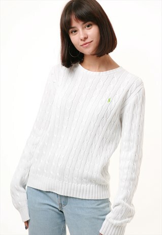 90S VINTAGE RALPH LAUREN SLIM FIT WHITE JUMPER 1017