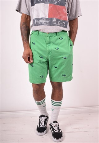 POLO RALPH LAUREN MENS VINTAGE SHORTS W30 GREEN 90S