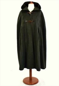 Womens Vintage Medieval Green Hooded Cosplay Cape