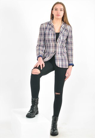 VINTAGE CHECKED BLAZER JACKET