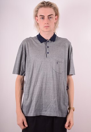 MENS VINTAGE POLO SHIRT XXL GREY 90S