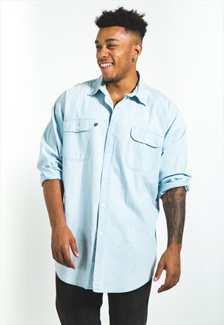 VINTAGE 80S POLO RALPH LAUREN DENIM SHIRT / S6246