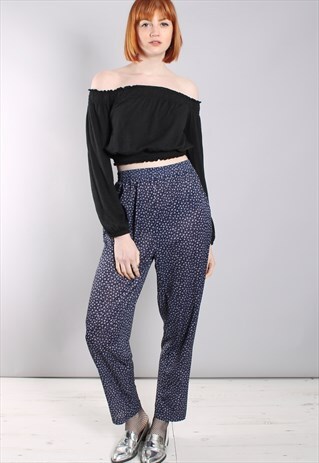 VINTAGE 80S PATTERNED HIGH WAISTED TAPERED TROUSERS