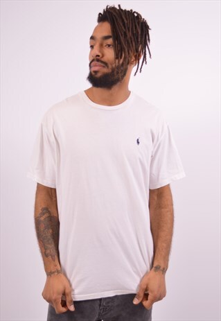 POLO RALPH LAUREN MENS VINTAGE T-SHIRT TOP LARGE WHITE 90S