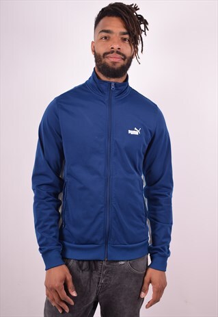 PUMA MENS VINTAGE TRACKSUIT TOP JACKET MEDIUM BLUE 90S