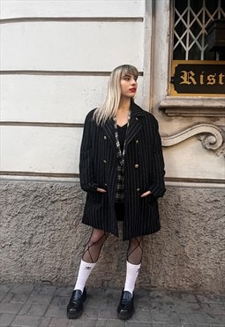 Vintage Versace 90s Wool Jacket Coat Striped Unisex