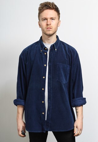 VINTAGE CORDUROY CORD SHIRT BLUE