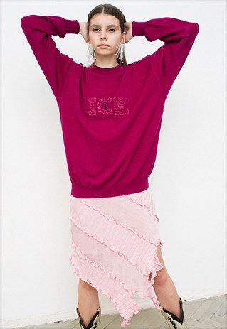 VINTAGE ICEBERG JUMPER FUCHSIA PINK LONG SLEEVED LOGO