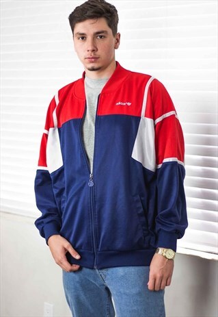 VINTAGE ADIDAS JACKET TRACK LOGO SILVER TAG 80S X 22.5