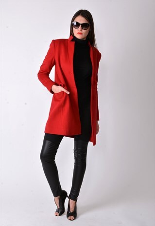 RED MASCULINE COAT CASHMERE WOOL COAT TRENCH COAT F1845