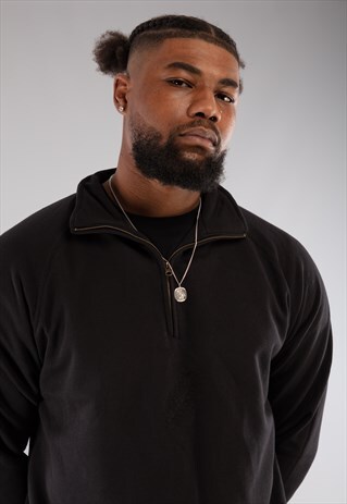 PINNA SCRIPT 1/4 ZIP SWEATSHIRT SS - BLACK