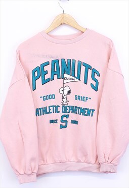 Vintage Peanuts Sweatshirt Pink Pullover Cartoon Graphic 90s