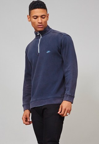 VINTAGE 90'S OVERSIZED HIGH NECK NAVY RIBBED NIKE SWEATER