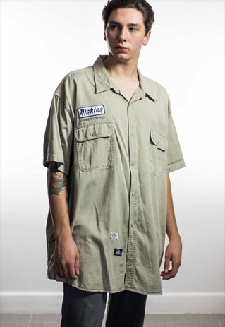 VINTAGE DICKIES LOGO WORKWEAR SHIRT 90S X 14.2
