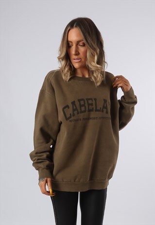 SWEATSHIRT JUMPER OVERSIZED CABELA'S LOGO UK 16 - 18 (O4L)