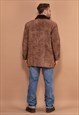 VINTAGE 80'S MEN SHEEPSKIN SUEDE COAT IN BEIGE