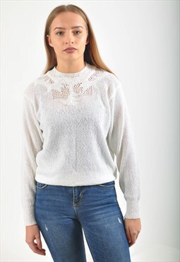 Vintage embroidered knitwear jumper in white