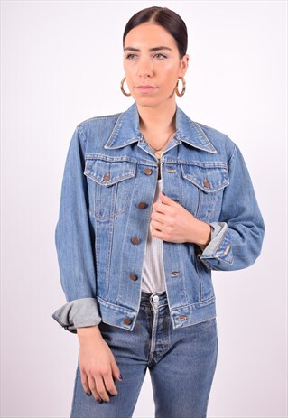 WRANGLER WOMENS VINTAGE DENIM JACKET MEDIUM BLUE 90'S