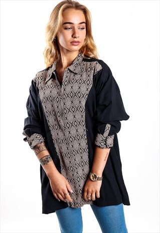 VINTAGE PATTERNED 1/4 ZIPPER SHIRT S615