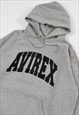 VINTAGE 90S AVIREX EMBROIDERED LOGO HOODIE IN GREY