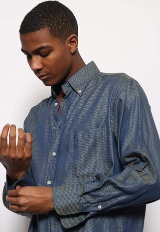VINTAGE YVES SAINT LAURENT SHIRT BLUE