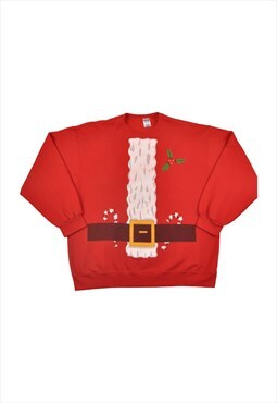 Vintage Christmas Sweatshirt Santa Outfit Red XXL