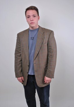 Vintage tweed jacket, minimalist plaid blazer