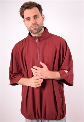ADIDAS MENS VINTAGE PULLOVER TRACKSUIT TOP XXL MAROON 90S