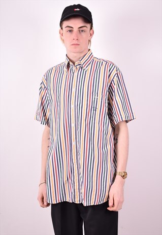 PAUL & SHARK MENS VINTAGE SHIRT LARGE MULTI STRIPES 90S