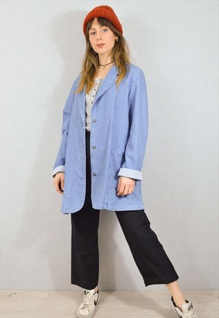VINTAGE COTTON DENIM JACKET OVERSIZED 90S GRUNGE SOFT FADED