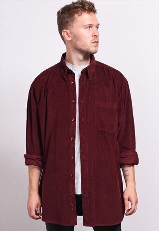 VINTAGE CORDUROY CORD SHIRT RED