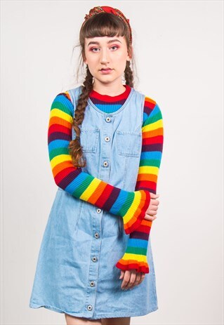 VINTAGE 90'S DENIM PINAFORE MINI DRESS