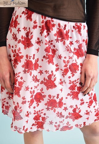 90'S RETRO KITSCH FLORAL PRINT MINI SKIRT