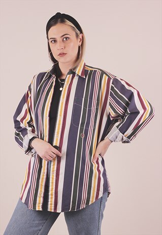 VINTAGE 90'S STRIPED TOMMY HILFIGER DAD SHIRT /A12033