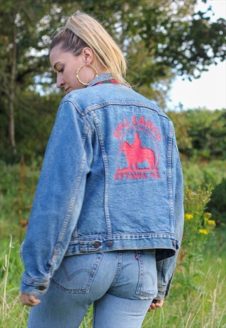 VINTAGE LEVI 90'S CHECK PADDED / QUILTED DENIM JACKET