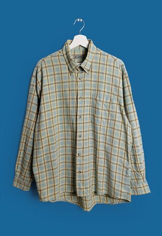 LERROS VINTAGE 90'S CHECK PLAID PATTERN BOYFRIEND SHIRT