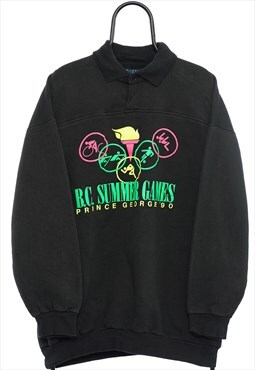 Vintage 90s Summer Games Graphic Black Sweatshirt Womens