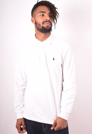 POLO RALPH LAUREN MENS VINTAGE POLO SHIRT LONG SLEEVE LARGE