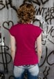 VINTAGE Y2K ROCK & ROLL GIRL SLIM FIT T-SHIRT IN HOT MAGENTA