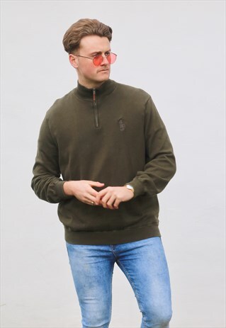 RALPH LAUREN USA 1/4 HUNTER GREEN SWEATSHIRT