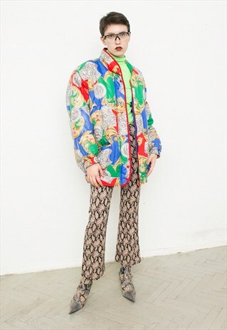 VINTAGE MULTI COLOR WINTER JACKET SKI JACKET SHORT LIGHT