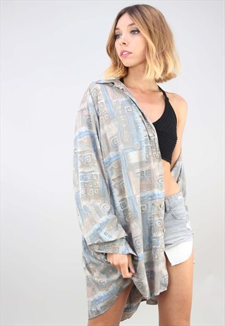 VINTAGE OVERSIZED LONG SLEEVE PATTERNED SHIRT