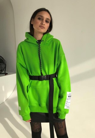 NEON OVERSIZED FLEECE HOODY WITH SHOPPING RECEIPT